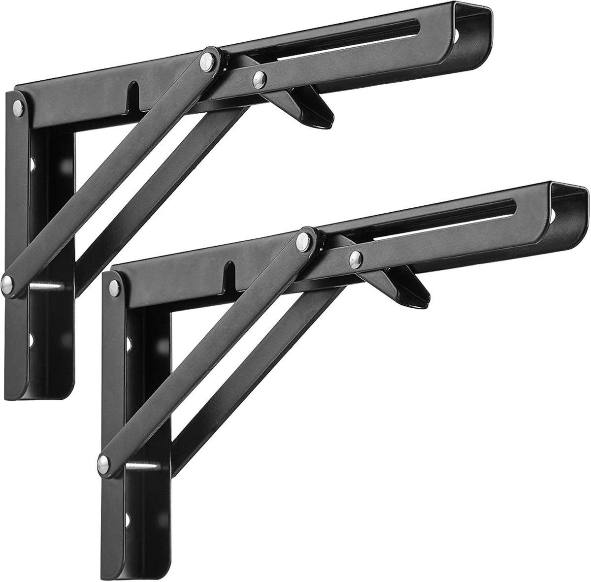 Folding Shelf Brackets - Heavy Duty Metal Collapsible Shelf Bracket for Bench Table, Wall Mounted Space Saving DIY Bracket, Max Load: 150 lb 2pcs
