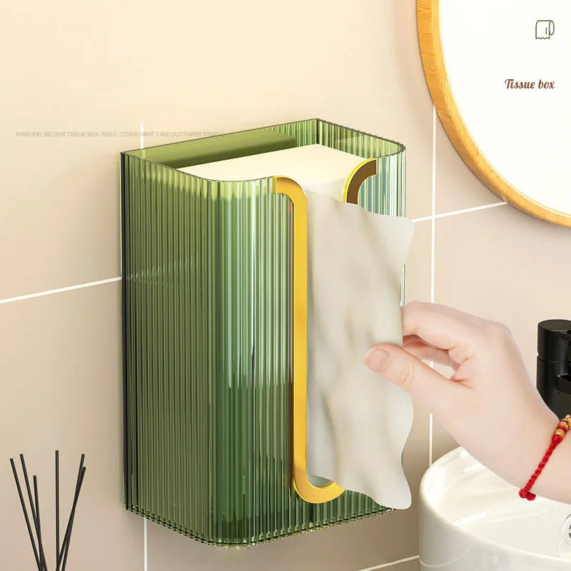 Wall Mounted Tissue Box | Acrylic Paper Towel Holder | Waterproof Tissue Dispenser for Bathroom & Kitchen