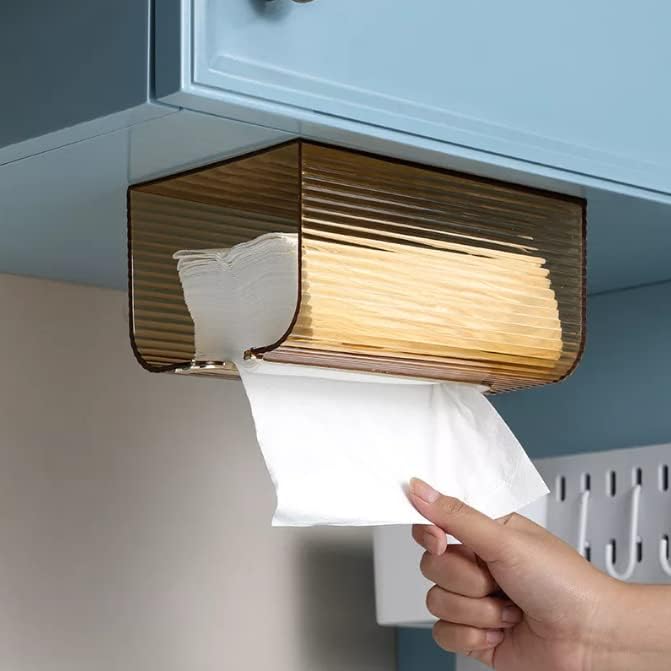 Wall Mounted Tissue Box | Acrylic Paper Towel Holder | Waterproof Tissue Dispenser for Bathroom & Kitchen
