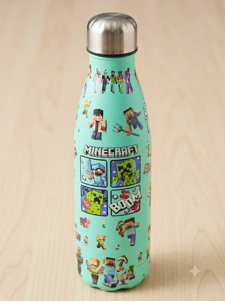 Minecraft Stainless Metal Water Bottle 500ml