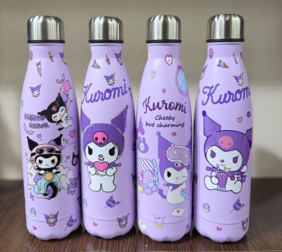 500ml Cartoon Printed Water Bottle - Purple