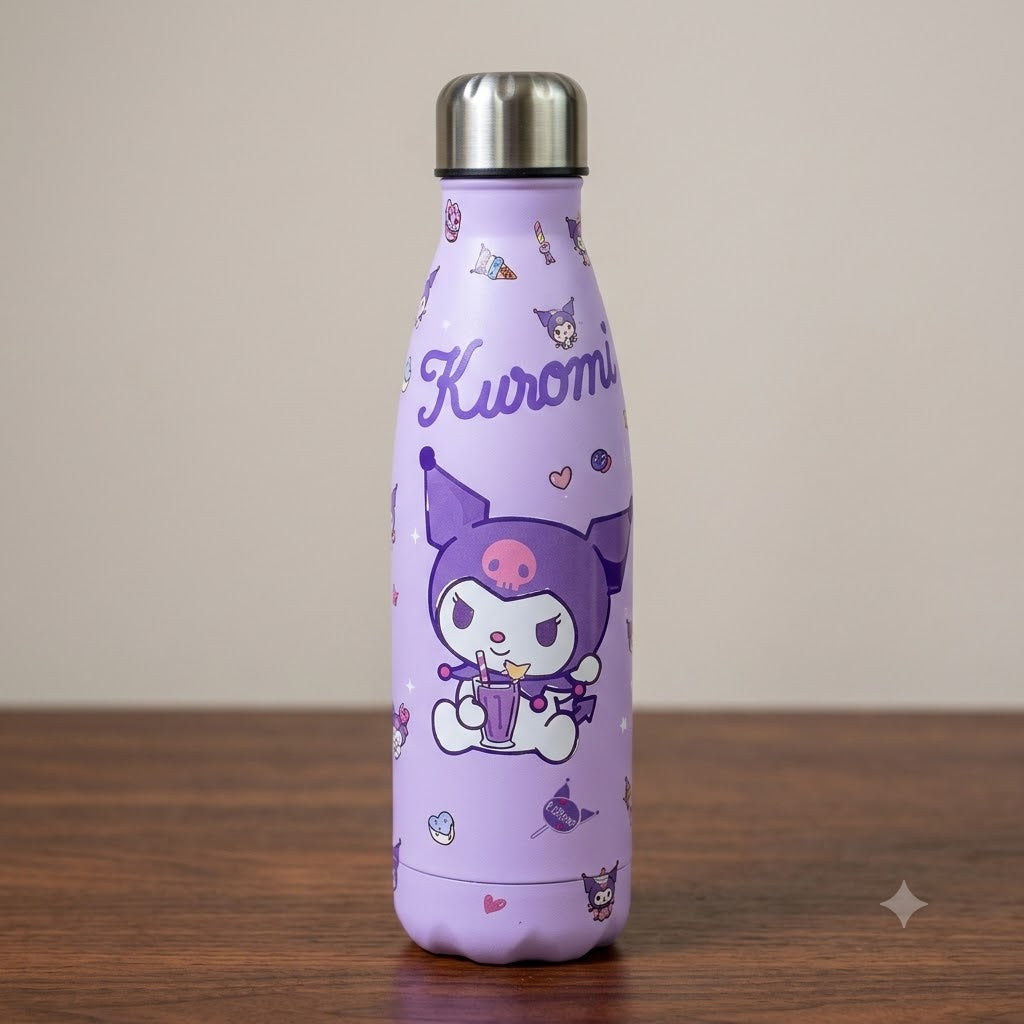 500ml Cartoon Printed Water Bottle - Purple