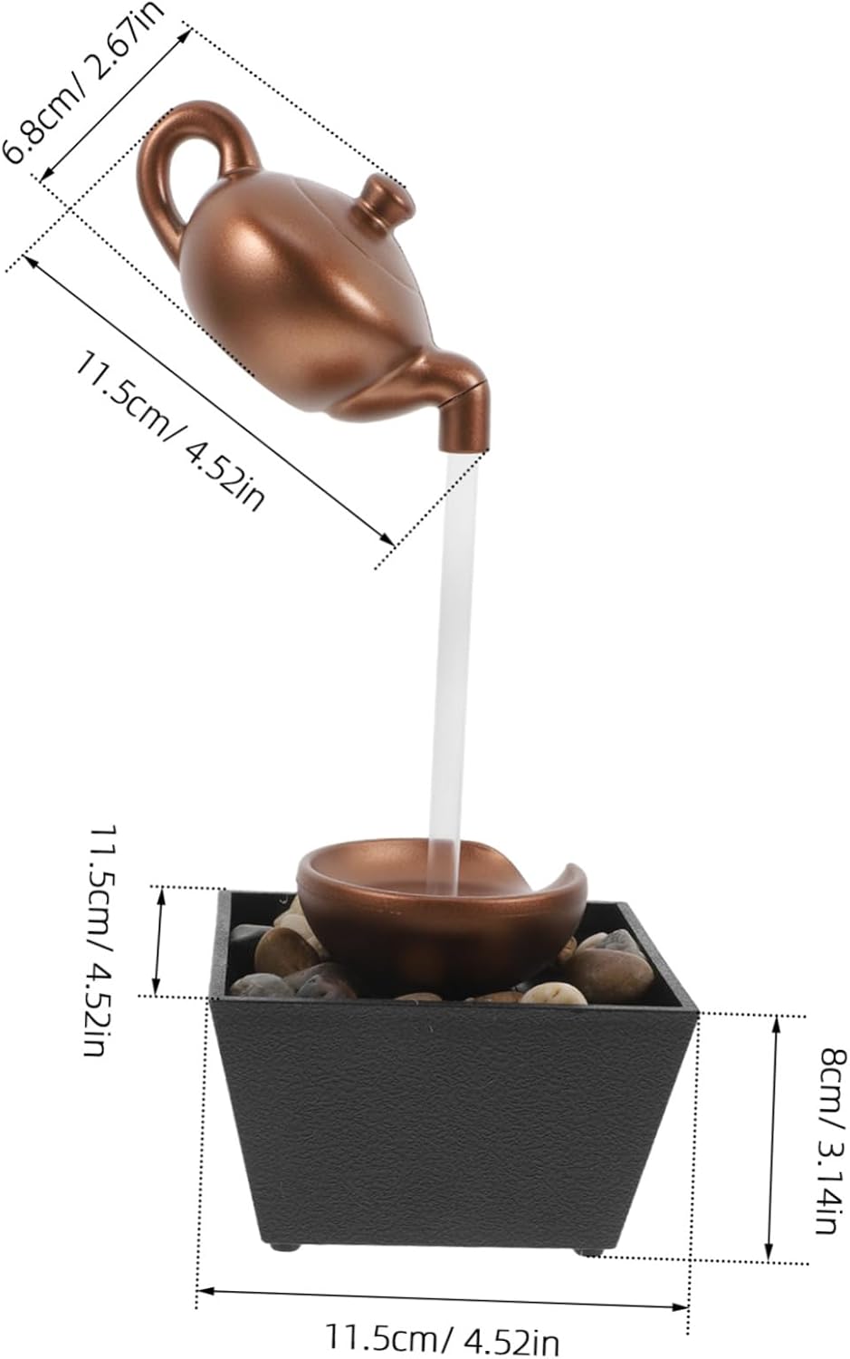 Tabletop Water Fountain with LED Crystal Ball & Pebbles