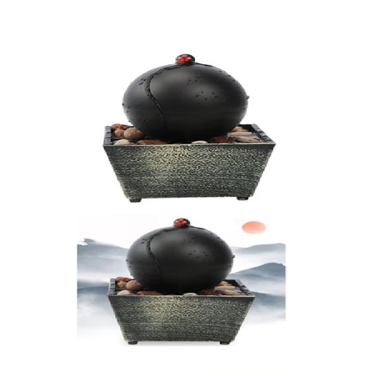 Tabletop Water Fountain with LED Crystal Ball & Pebbles