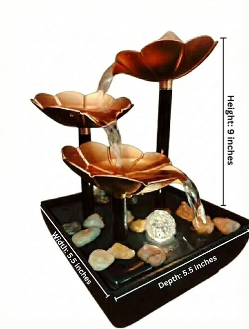 Tabletop Water Fountain with LED Crystal Ball & Pebbles