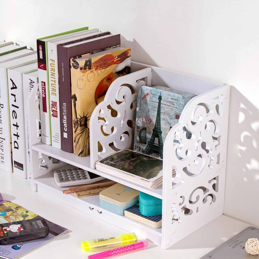 Wood Shelf Bookshelf Desktop Storage Rack Shelves Makeup Organizer Sundries Book Holder Room Bathroom Organizer