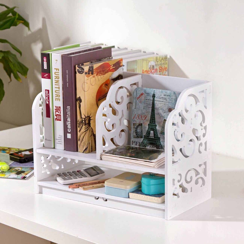 Wood Shelf Bookshelf Desktop Storage Rack Shelves Makeup Organizer Sundries Book Holder Room Bathroom Organizer