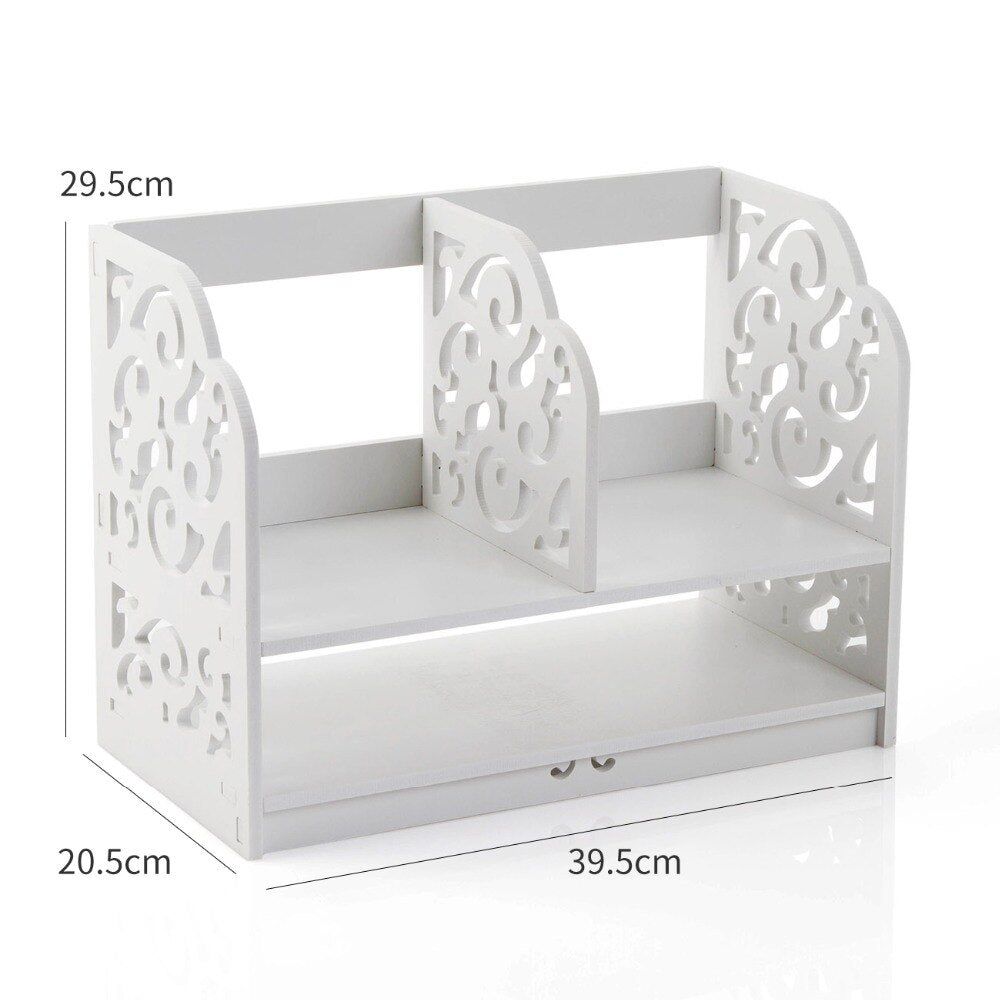 Wood Shelf Bookshelf Desktop Storage Rack Shelves Makeup Organizer Sundries Book Holder Room Bathroom Organizer