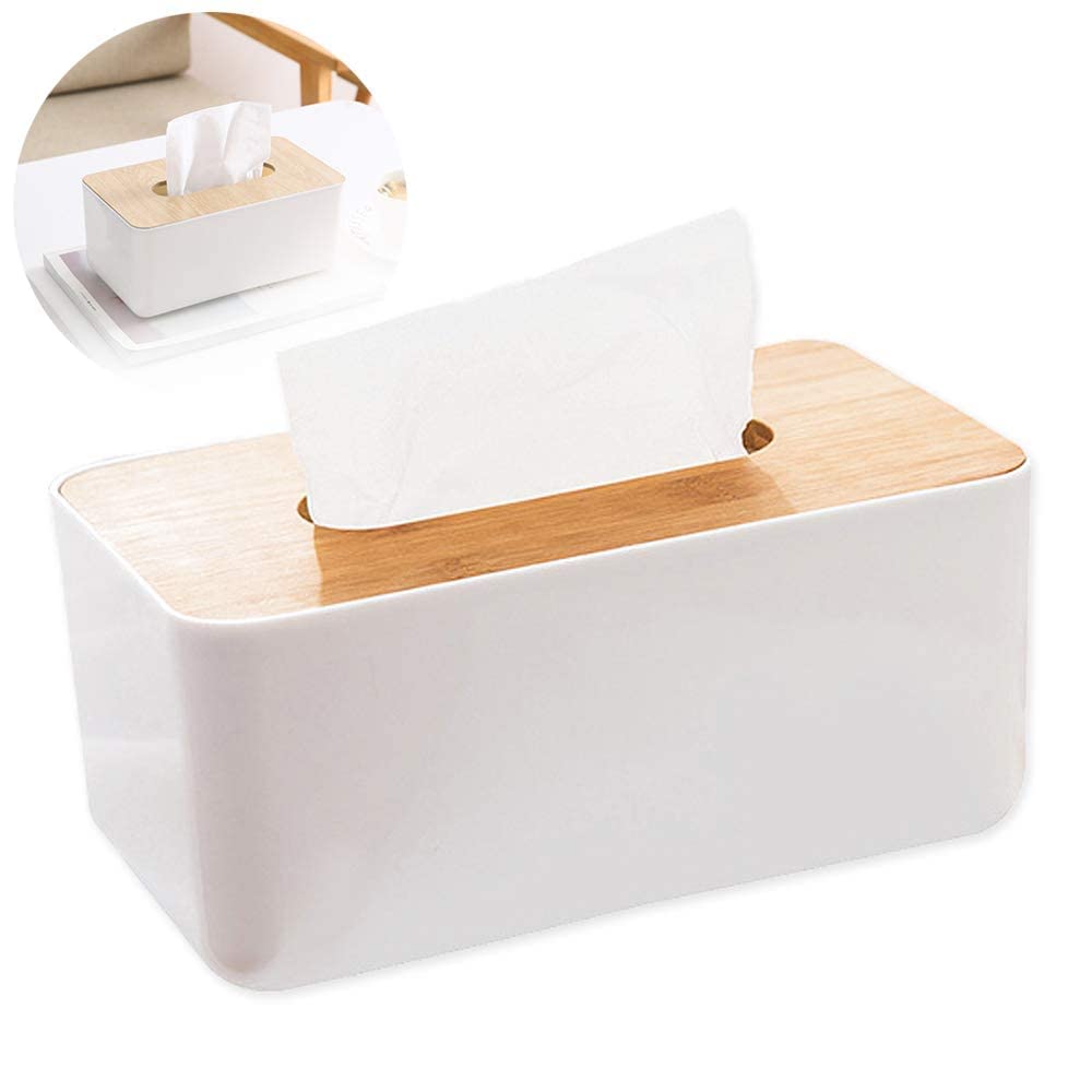 Wooden Tissue Box Holder, Facial Tissue Dispenser Holder for Bathroom Vanity Countertop, Bedroom ,Living Room, Kitchen