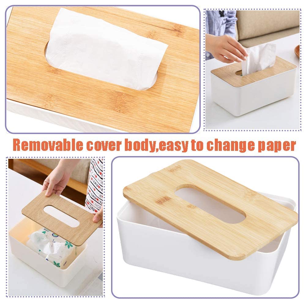 Wooden Tissue Box Holder, Facial Tissue Dispenser Holder for Bathroom Vanity Countertop, Bedroom ,Living Room, Kitchen