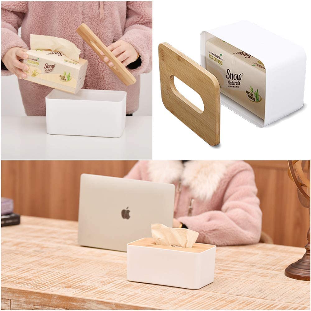Wooden Tissue Box Holder, Facial Tissue Dispenser Holder for Bathroom Vanity Countertop, Bedroom ,Living Room, Kitchen