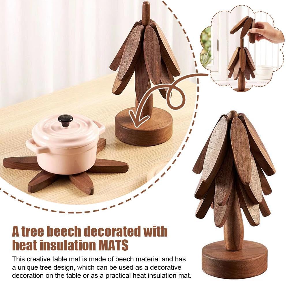 Wooden Trivets Set for Hot Dishes, Hot Pots And Pans, Trivet Tree Made Of Walnut Trivet Set, Pot Trivets for Kitchen, for Hot Dishes/hot Pot Holders/pot/bowl/teapot