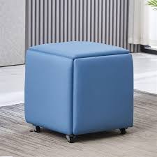 5-In-1 Cube Nesting Ottoman Stool, Footstool, Stackable Sofa Chair, With Casters