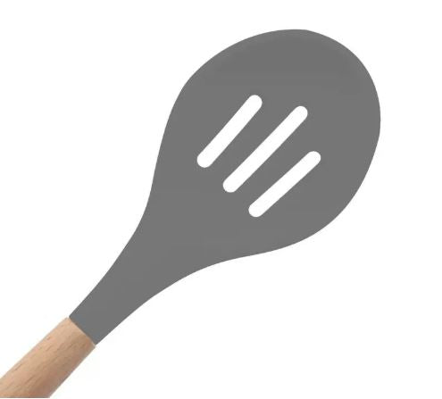 Slotted Silicone Spoon with a Wooden Handle, Kitchen Silicone Cooking Utensils